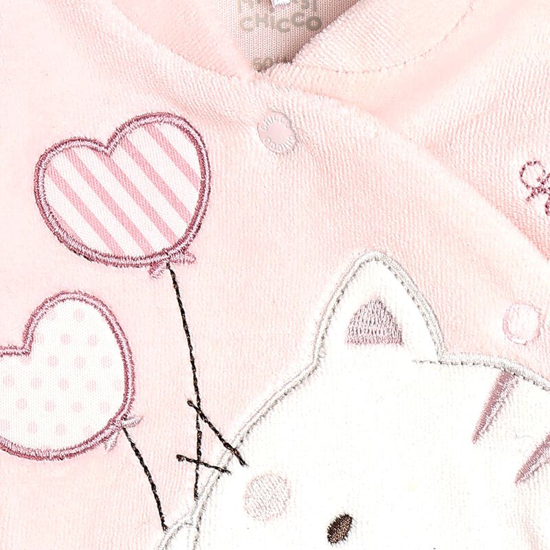 Infants Light Pink Velour Front Opening Babysuit image number 2